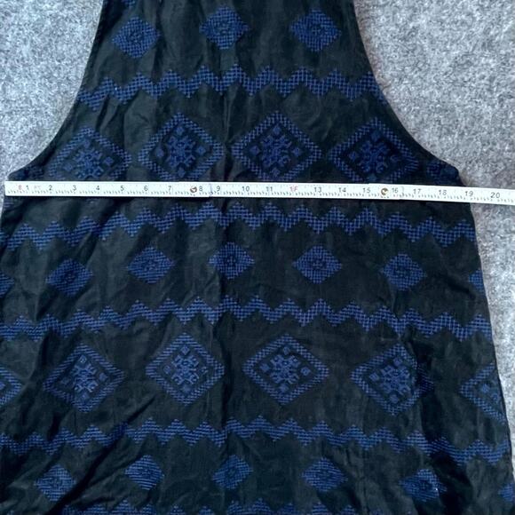 Aritzia Wilfred Trompette Dress Women L Black Blue Geometric Linen Summery Swing - Picture 3 of 6